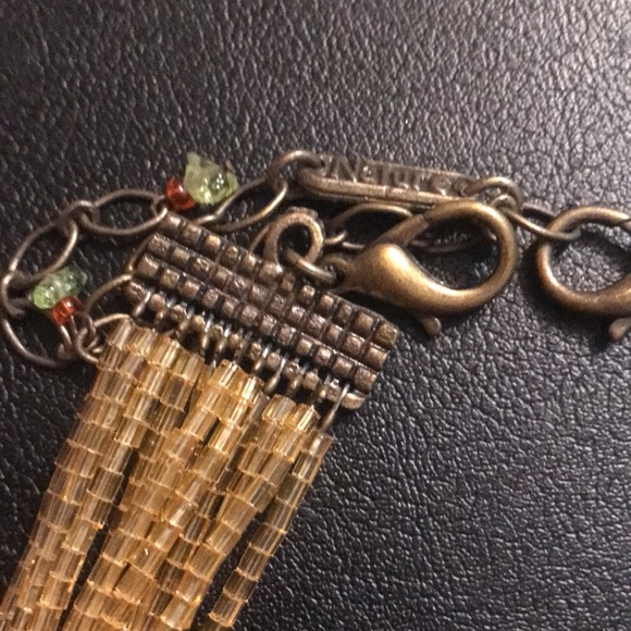 Gold micro beaded choker antique brass closure - Picture 3 of 7